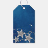 zilveren en parel Kerststerren Cadeaulabel (Voorkant)