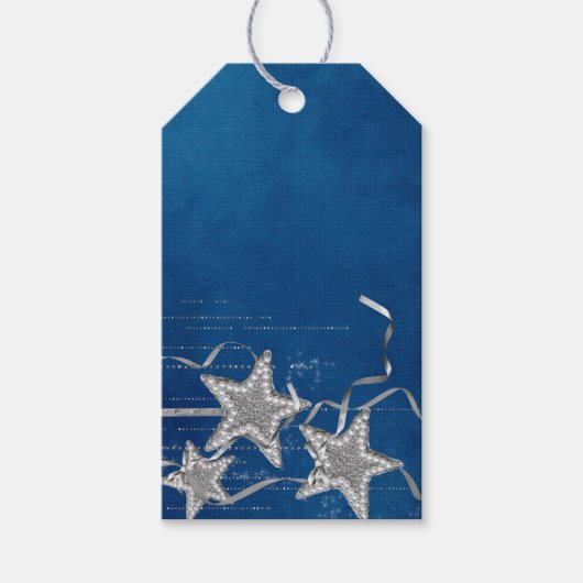 zilveren en parelsterren cadeaulabel (Voorkant)