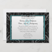 Zilveren en poolblauwe Tortelduifjes Weddenschappe Kaart (Achterkant)