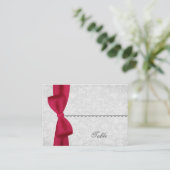 Zilveren en Rode Boog Place Card - Huwelijksfeest Plaatskaartje (Staand voorkant)