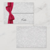 Zilveren en Rode Boog Place Card - Huwelijksfeest Plaatskaartje (Voorkant / Achterkant)