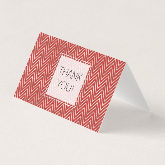 Zilveren en rode Chevron Strepen Dank u Kaart (Voorkant)