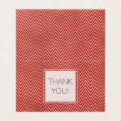 Zilveren en rode Chevron Strepen Dank u Kaart (Buitenkant ongevouwen)