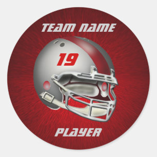 Zilveren en Rode Footballs helm Ronde Sticker