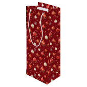 Zilveren en rode kerstballen wijn cadeautas (Achterkant Gekanteld)