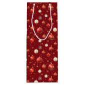 Zilveren en rode kerstballen wijn cadeautas (Achterkant)