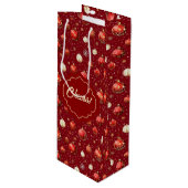 Zilveren en rode kerstballen wijn cadeautas (Voorkant Gekanteld)