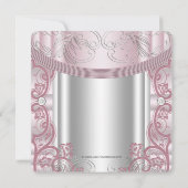 Zilveren en roze baby meisje doop kaart (Achterkant)