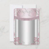 Zilveren en Roze Baby Meisje Doop RSVP (Achterkant)