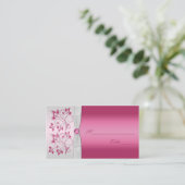 Zilveren en roze bloemen Plaatskaarten Plaatskaartje (Staand voorkant)
