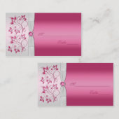 Zilveren en roze bloemen Plaatskaarten Plaatskaartje (Voorkant / Achterkant)