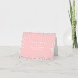 Zilveren en roze confetti Elegante trouw-erkenning Bedankkaart