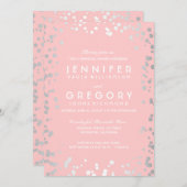 Zilveren en roze Confetti repetitiediner Kaart (Voorkant / Achterkant)