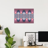 Zilveren en roze golven fractal poster (Thuiskantoor)