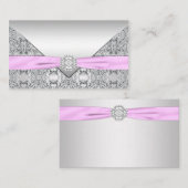 Zilveren en roze Kaarten Plaatskaartje (Voorkant / Achterkant)