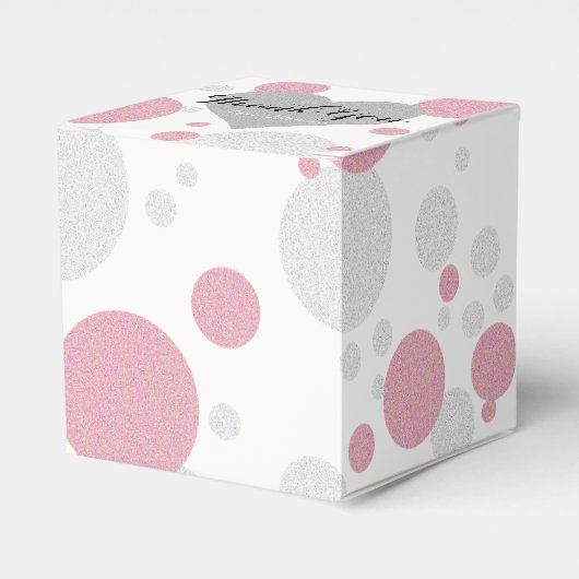 Zilveren en Roze Polka Dot Douche Bruiloft Bedankdoosjes (Voorkant Zijde)