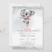 Zilveren en roze tutu jurk baby koala ballerina kaart (Voorkant)