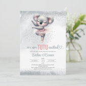 Zilveren en roze tutu jurk baby koala ballerina kaart (Staand voorkant)