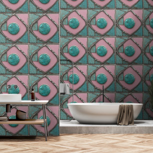 Zilveren en roze verdigris Abstract Rhapsody Behang