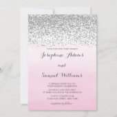 Zilveren en roze Waterverf bruiloft Kaart (Voorkant)