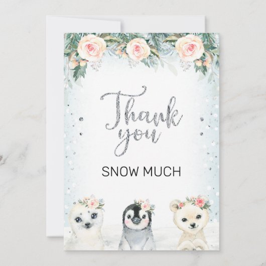 Zilveren en winterdieren Dag Dank je wel Kaart (Achterkant)