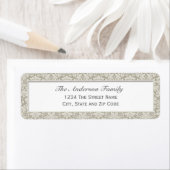 Zilveren en witte Damask Retouradreslabel Etiket (Insitu)