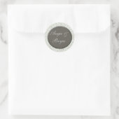 Zilveren en witte damast bruiloft stickers (Tas)