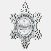 Zilveren en witte diamanten 25e Jubileum Tin Sneeuwvlok Ornament (Rechts)
