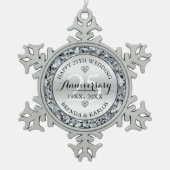 Zilveren en witte diamanten 25e Jubileum Tin Sneeuwvlok Ornament (Voorkant)