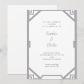  zilveren en witte eenvoudige deco-weddenschappen kaart (Voorkant / Achterkant)