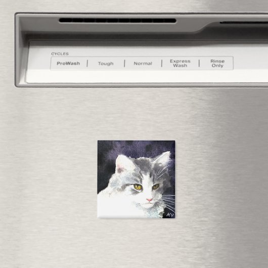 Zilveren en witte kittenmagneet magneet (Insitu (Vaatwasser))