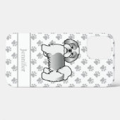 Zilveren en witte Lhasa Apso Cartoon-hond & Naam Case-Mate iPhone Case (Achterkant (horizontaal))