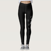Zilveren en witte Lhasa Apso Cartoon-hond & poten Leggings (Voorkant)