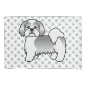 Zilveren en witte Lhasa Apso Schattige Cartoon Hon Kussensloop (Voorkant-Links)