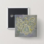 Zilveren en Witte Licht Engel Knopen of Spelden Vierkante Button 5,1 Cm (Voorkant /achterkant)