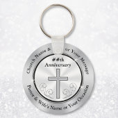 Zilveren en Witte Persoonlijke Kerk Sleutelhanger