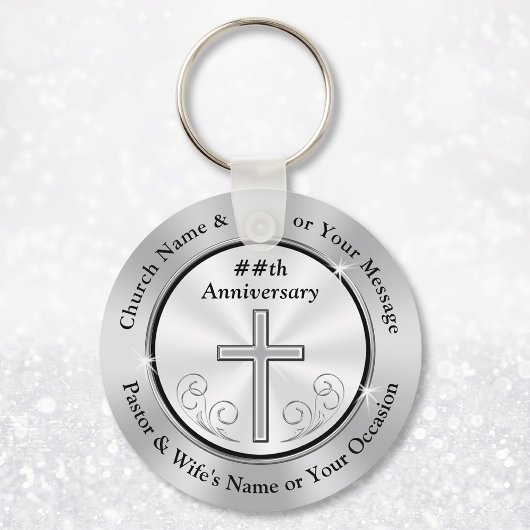Zilveren en Witte Persoonlijke Kerk Sleutelhanger