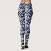 Zilveren en Witte Rozen Leggings (Achterkant)