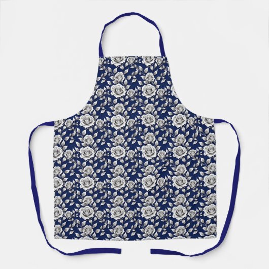 Zilveren en Witte Rozen Schort (Voorkant)