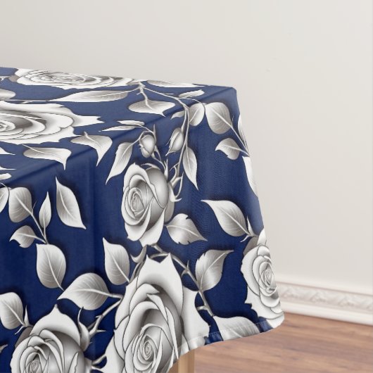 Zilveren en Witte Rozen Tafelkleed (Voorbeeld)