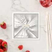 Zilveren en witte satijnen bruiloft servetten (Insitu)