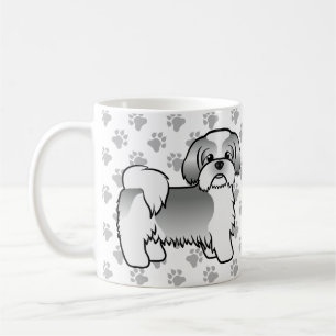 Zilveren en witte Shih Tzu Schattige Cartoon Hond Koffiemok