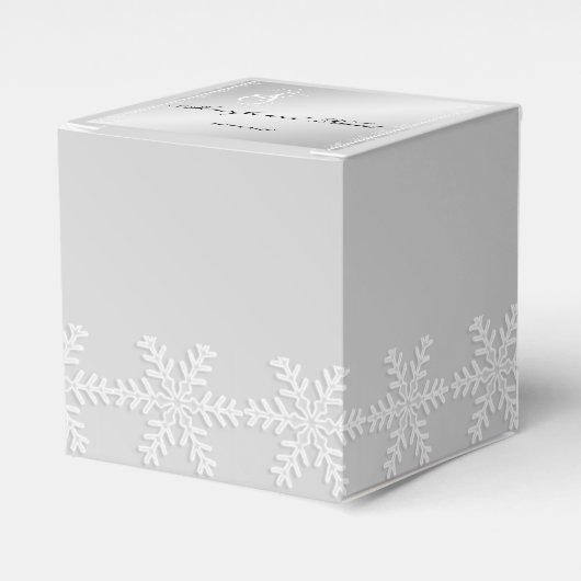 Zilveren en witte sneeuwvlok Winter Favor Box Bedankdoosjes (Voorkant Zijde)