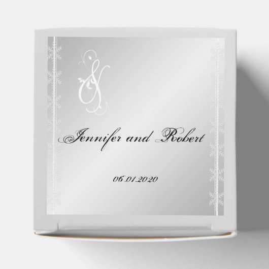 Zilveren en witte sneeuwvlok Winter Favor Box Bedankdoosjes (Bovenkant)