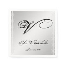 Zilveren en witte sneeuwvlok Winter servetten