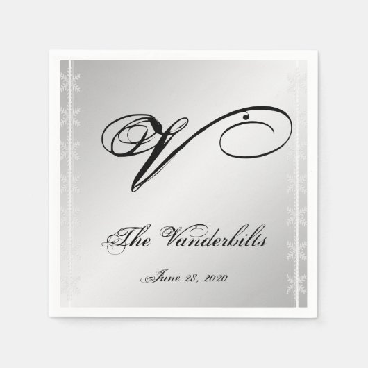 Zilveren en witte sneeuwvlok Winter servetten (Voorkant)