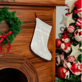 Zilveren en witte sneeuwvlokken noemen kerst grote kerstsok