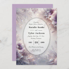 Zilveren en zachte Amethist Winter Blooms Wedding Kaart