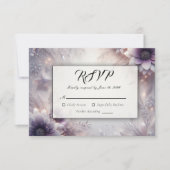 Zilveren en zachte Amethist Winter Blooms Wedding RSVP Kaartje (Voorkant)