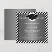 Zilveren en zwart Afstuderen Aankondiging (Voorkant / Achterkant)